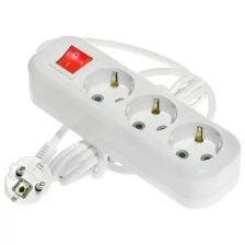 Сетевой удлинитель LUX ELECTRIC LUX У3-ЕВК-02 с выключателем 3-местный с з/к, 250В 16А, 2м