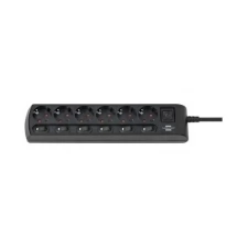 Удлинитель Brennenstuhl Extension Socket , 2 м., 6 роз., выключатель, черный, IP20 (1153110116)