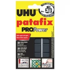 Подушечки клеящие UHU Patafix ProPower, 21 шт., сверхпрочные (до 3 кг), многоразовые, черные, 40790