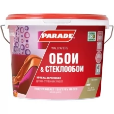 Краска интерьерная Parade W110 Обои&Стеклообои 9л, база А белый