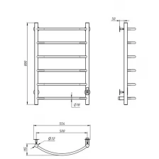 Стандарт полотенцесушитель электрический 500х800 мм /6п/, черный матовый
