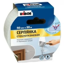 Клейкая лента Серпянка 50мм х 20м UNIBOB стеклотканевая 854625