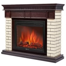 Портал Firelight Bricks 25U (угловой) камень бежевый, шпон темный дуб