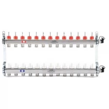 Коллекторная группа с расходомером Uni-Fitt 1"х3/4", нержавейка, 13 выходов